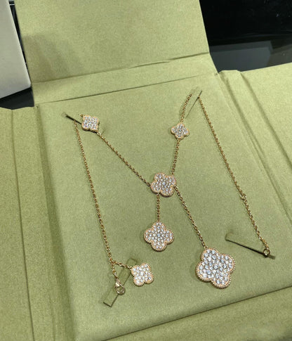 [：Polaidi Jewelry]CLOVER 6モチーフ ダイヤモンド パヴェ ネックレス