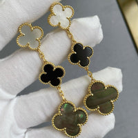 [Perlaura Jewelry ]CLOVER 3 MOTIF MOP ONYX DARK MOP PINK GOLD EARRINGS