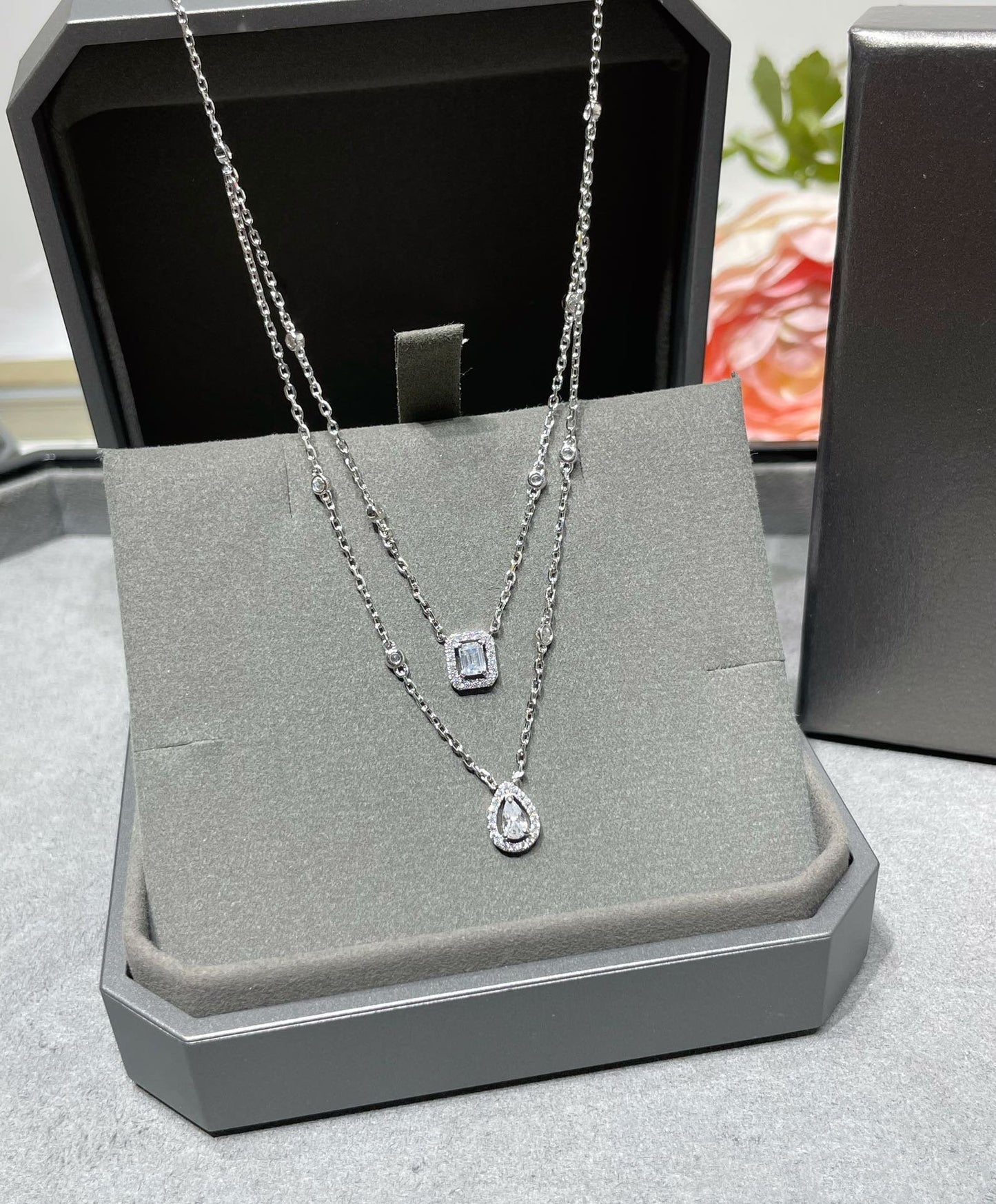 [Polaidi Jewelry]MY TWIN 2 ROW DIAMOND NECKLACE