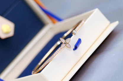 [Polaidi Jewelry]IDYLLE PINK GOLD OPEN BRACELET DIAMOND PAVED
