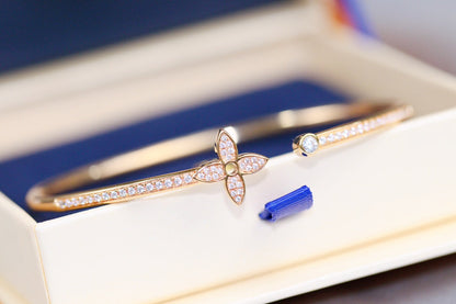 [：Polaidi Jewelry]イディール ピンクゴールド オープン ブレスレット ダイヤモンドパヴェ