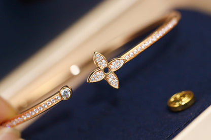 [Polaidi Jewelry]IDYLLE PINK GOLD OPEN BRACELET DIAMOND PAVED