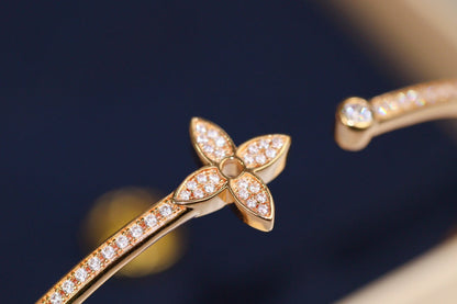 [：Polaidi Jewelry]イディール ピンクゴールド オープン ブレスレット ダイヤモンドパヴェ