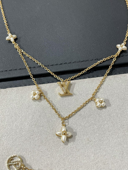[：Polaidi Jewelry]FLOWERGRAM GOLD白蝶貝二重ネックレス