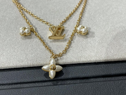 [：Polaidi Jewelry]FLOWERGRAM GOLD白蝶貝二重ネックレス