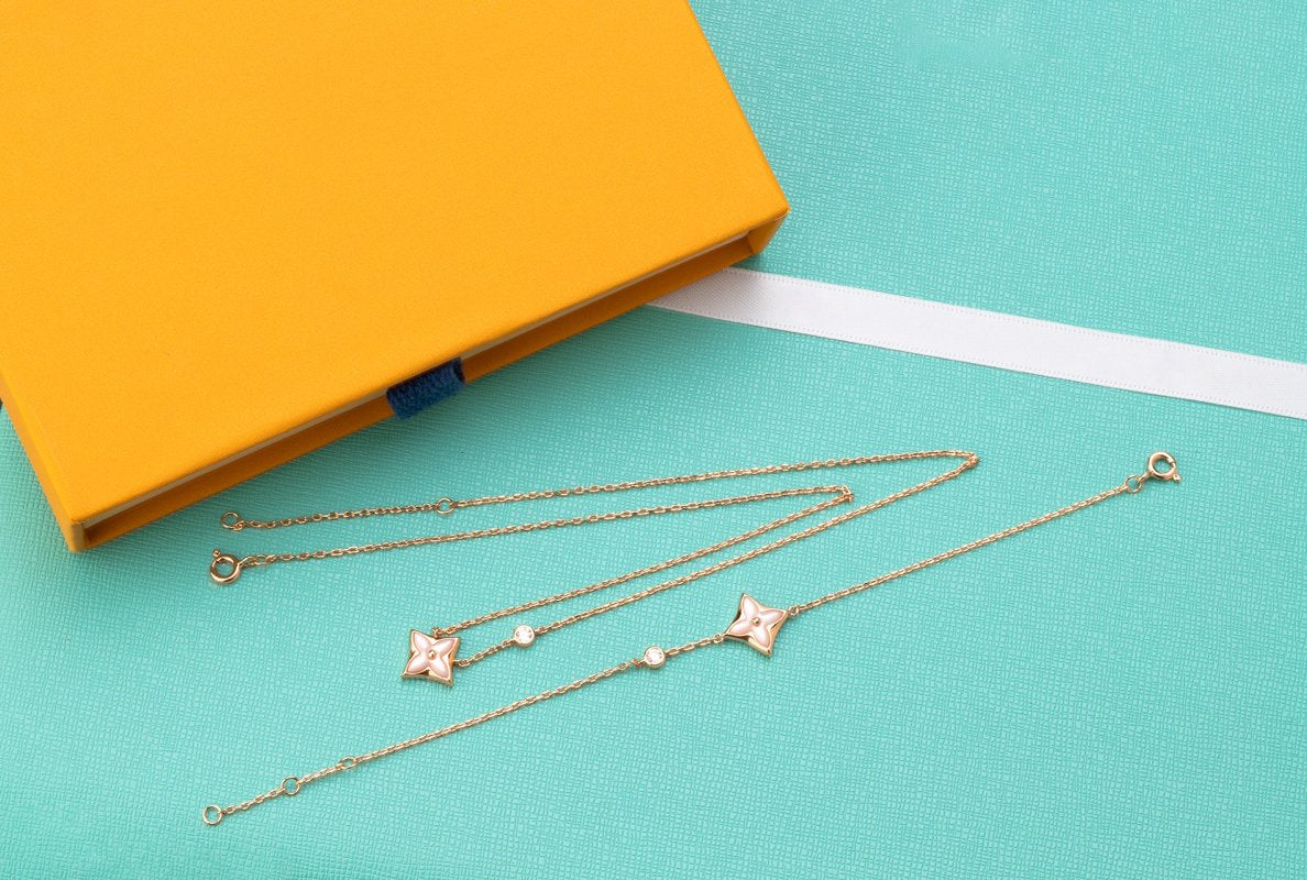 [：Polaidi Jewelry]STAR PINK MOP 1 DIAMOND PINK GOLD NECKLACE