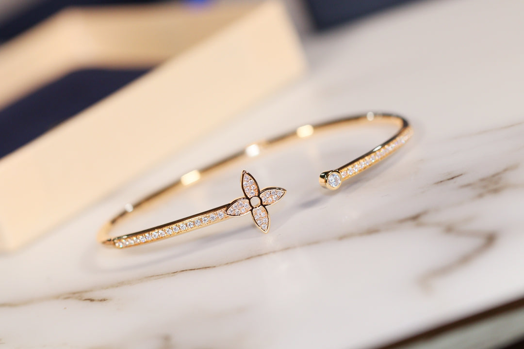 [Polaidi Jewelry]IDYLLE GOLD OPEN BRACELET DIAMOND PAVED