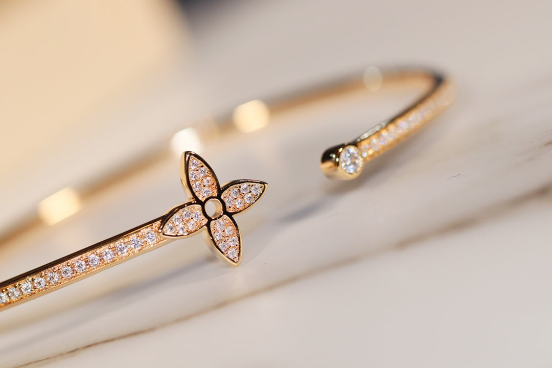 [：Polaidi Jewelry]IDYLLE GOLD OPEN BRACELET DIAMOND PAVED