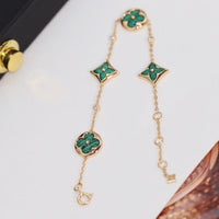 [Perlaura Jewelry ]STAR AND SUN 4 MOTIF PINK GOLD MALACHITE BRACELET