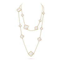 [Perlaura Jewelry ]CLOVER 16 MOTIF WHITE MOP GOLD NECKLACE