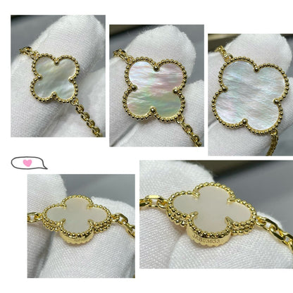 [：Polaidi Jewelry]クローバー 16モチーフ 白蝶貝 ゴールド ネックレス