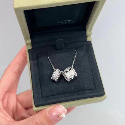 [：Polaidi Jewelry]ぺルレ ダブルペンダント シルバーダイヤモンドネックレス