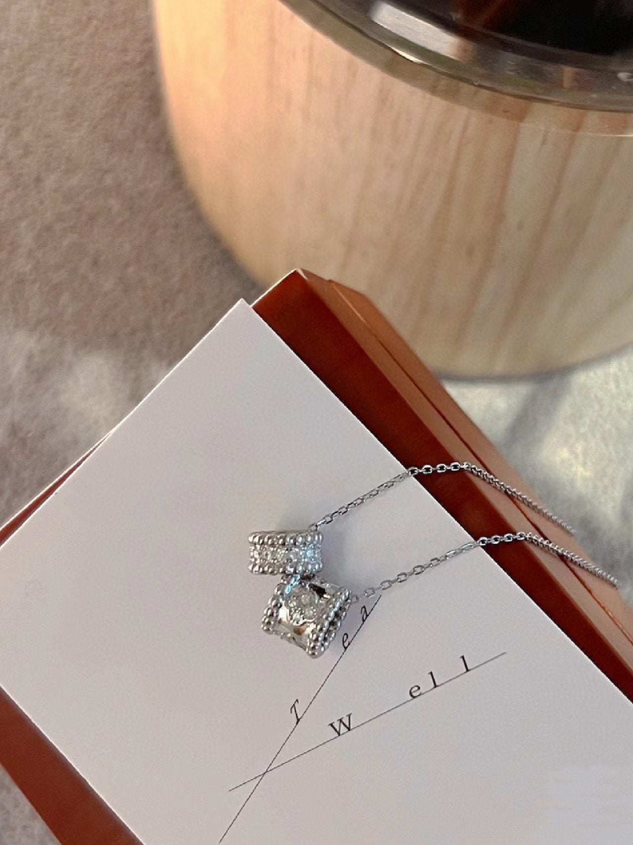 [：Polaidi Jewelry]ぺルレ ダブルペンダント シルバーダイヤモンドネックレス