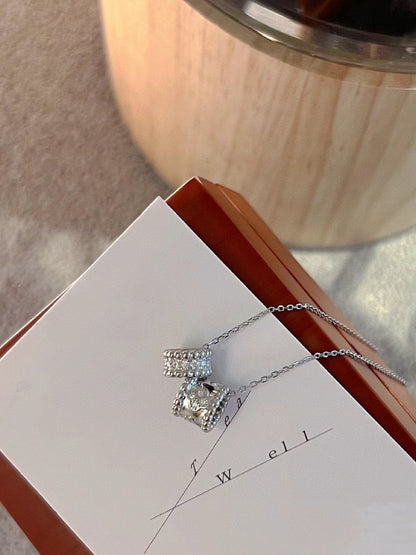 [：Polaidi Jewelry]ぺルレ ダブルペンダント シルバーダイヤモンドネックレス