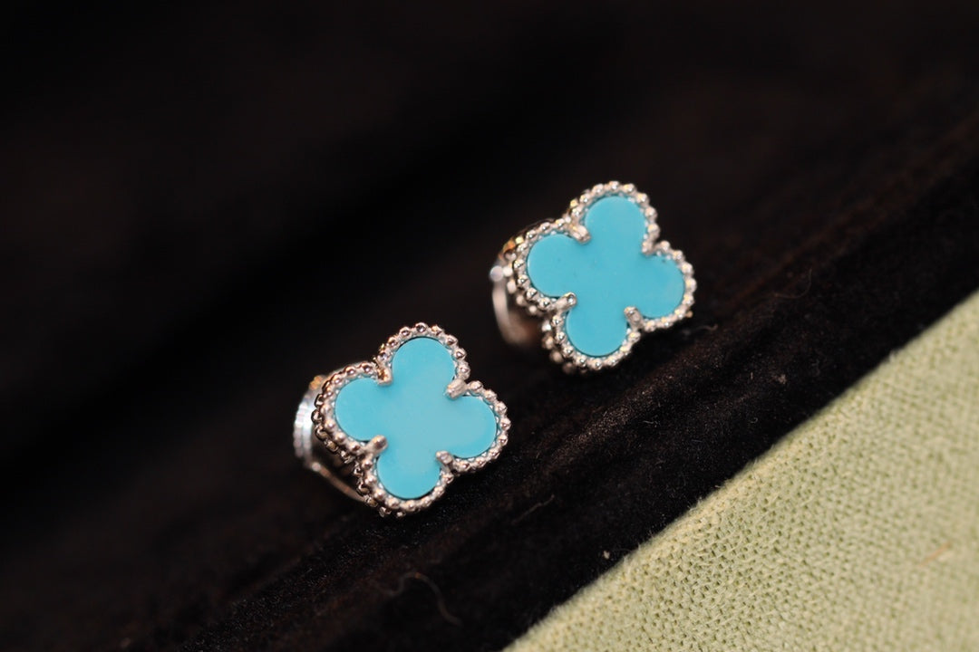[：Polaidi Jewelry]CLOVER MINI TURQUOISE SILVER STUD EARRINGS
