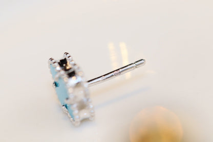 [：Polaidi Jewelry]CLOVER MINI TURQUOISE SILVER STUD EARRINGS