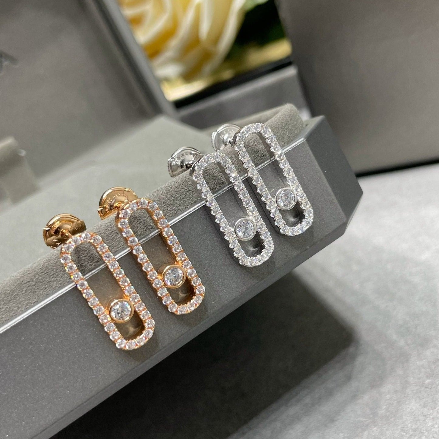 [Polaidi Jewelry]MOVE UNO STUD DIAMOND PAVED EARRINGS