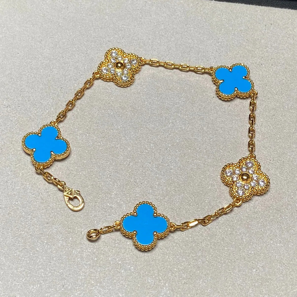 [Polaidi Jewelry] クローバー5モチーフ ブルーアゲート ブレスレット コレクション