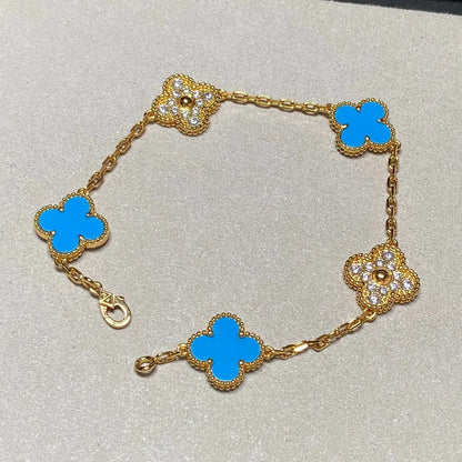 [Polaidi Jewelry] クローバー5モチーフ ブルーアゲート ブレスレット コレクション