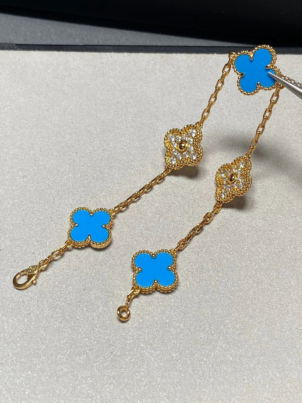 [Polaidi Jewelry] クローバー5モチーフ ブルーアゲート ブレスレット コレクション