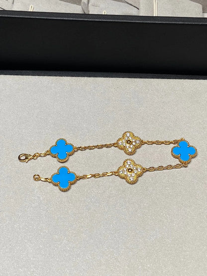 [Polaidi Jewelry] クローバー5モチーフ ブルーアゲート ブレスレット コレクション