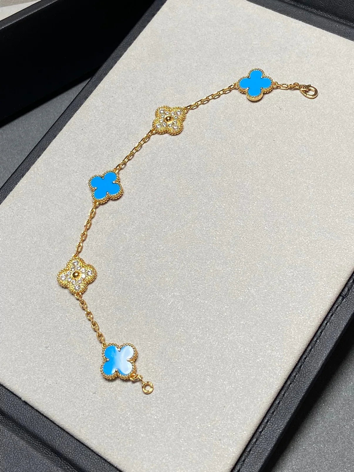 [Polaidi Jewelry] クローバー5モチーフ ブルーアゲート ブレスレット コレクション