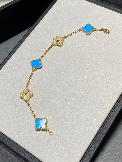 [Polaidi Jewelry] クローバー5モチーフ ブルーアゲート ブレスレット コレクション