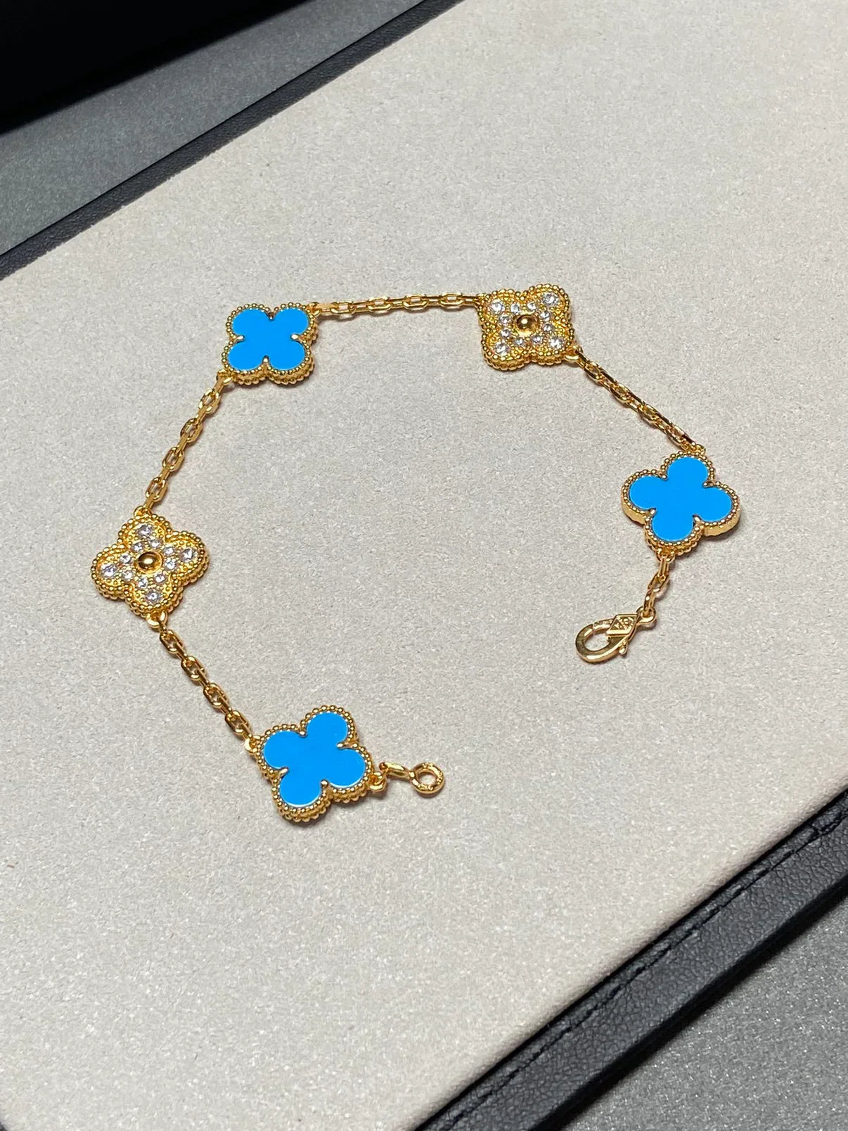 [Polaidi Jewelry] クローバー5モチーフ ブルーアゲート ブレスレット コレクション