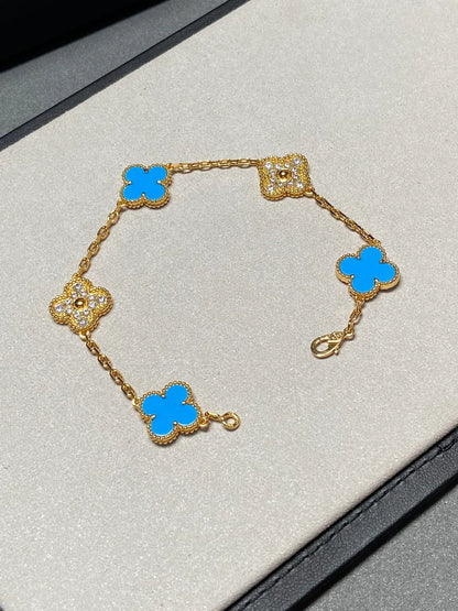 [Polaidi Jewelry] クローバー5モチーフ ブルーアゲート ブレスレット コレクション