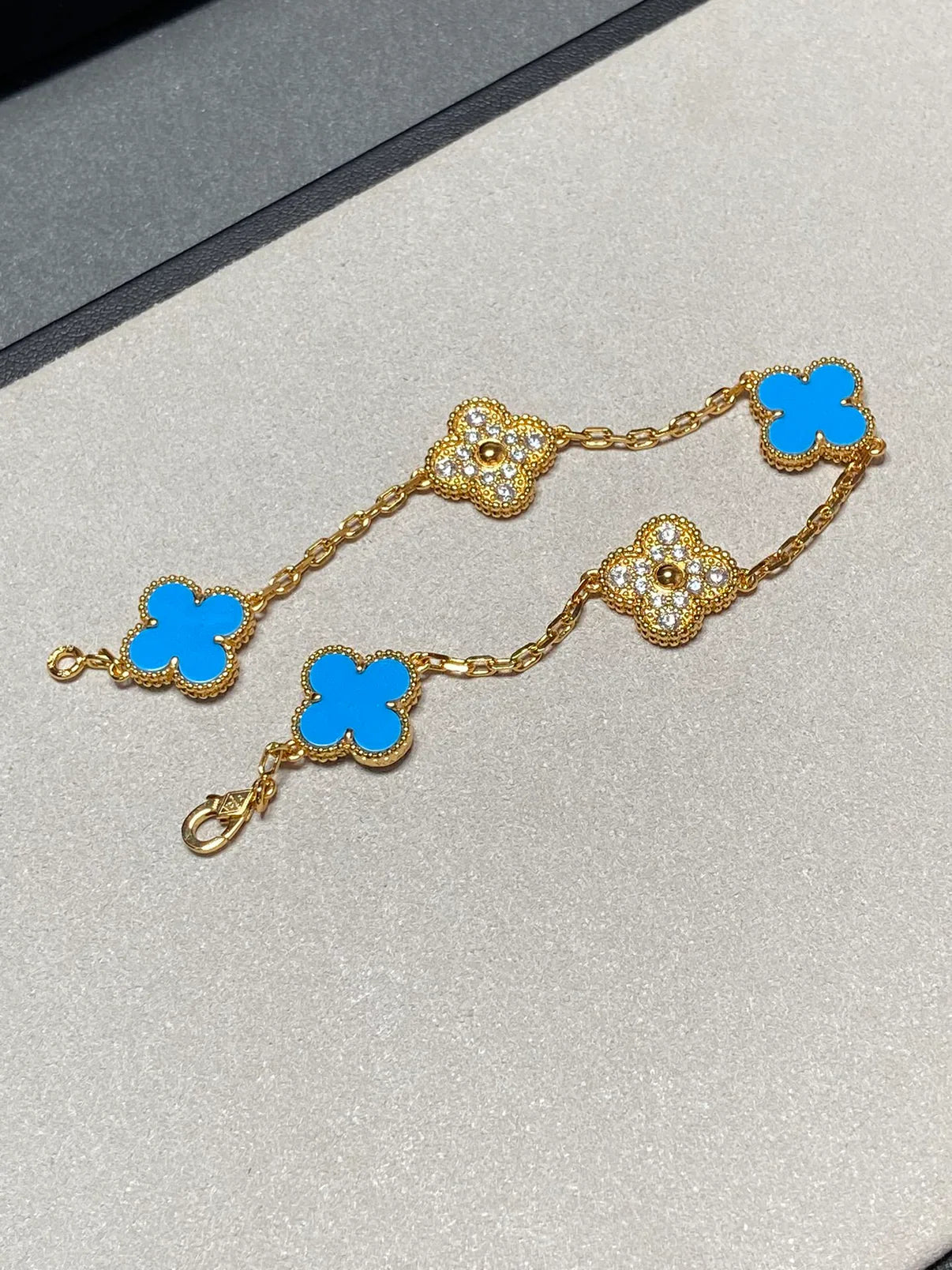[Polaidi Jewelry] クローバー5モチーフ ブルーアゲート ブレスレット コレクション
