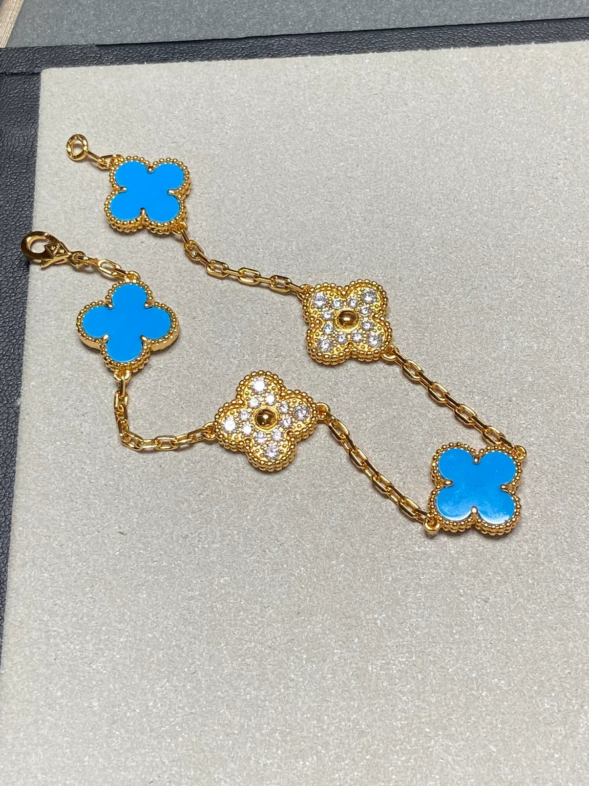 [Polaidi Jewelry] クローバー5モチーフ ブルーアゲート ブレスレット コレクション