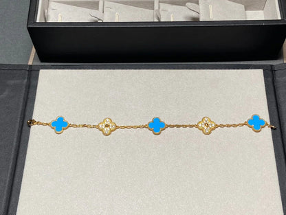 [Polaidi Jewelry] クローバー5モチーフ ブルーアゲート ブレスレット コレクション