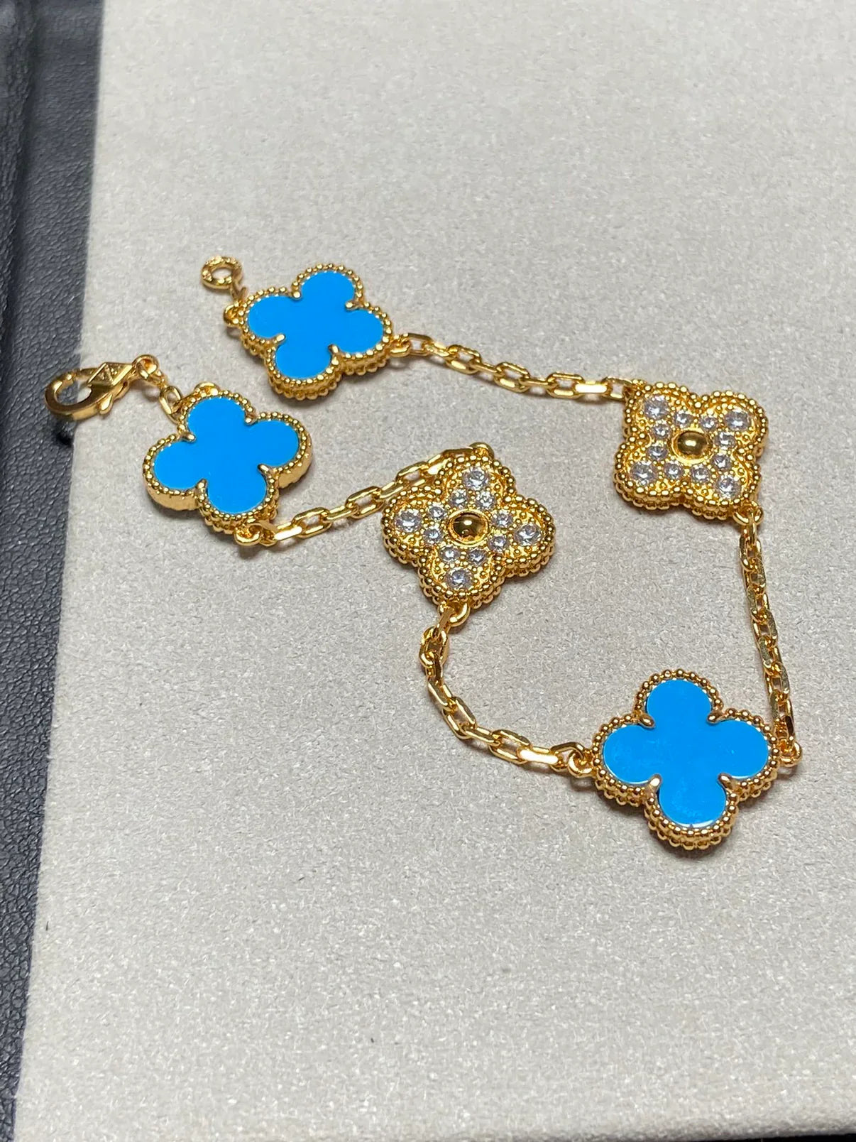 [Polaidi Jewelry] クローバー5モチーフ ブルーアゲート ブレスレット コレクション