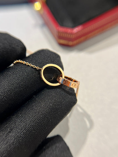 [Polaidi Jewelry]LOVE NECKLACE DOUBLE RING PINK GOLD