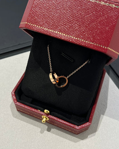 [：Polaidi Jewelry]LOVEネックレスダブルリングピンクゴールド