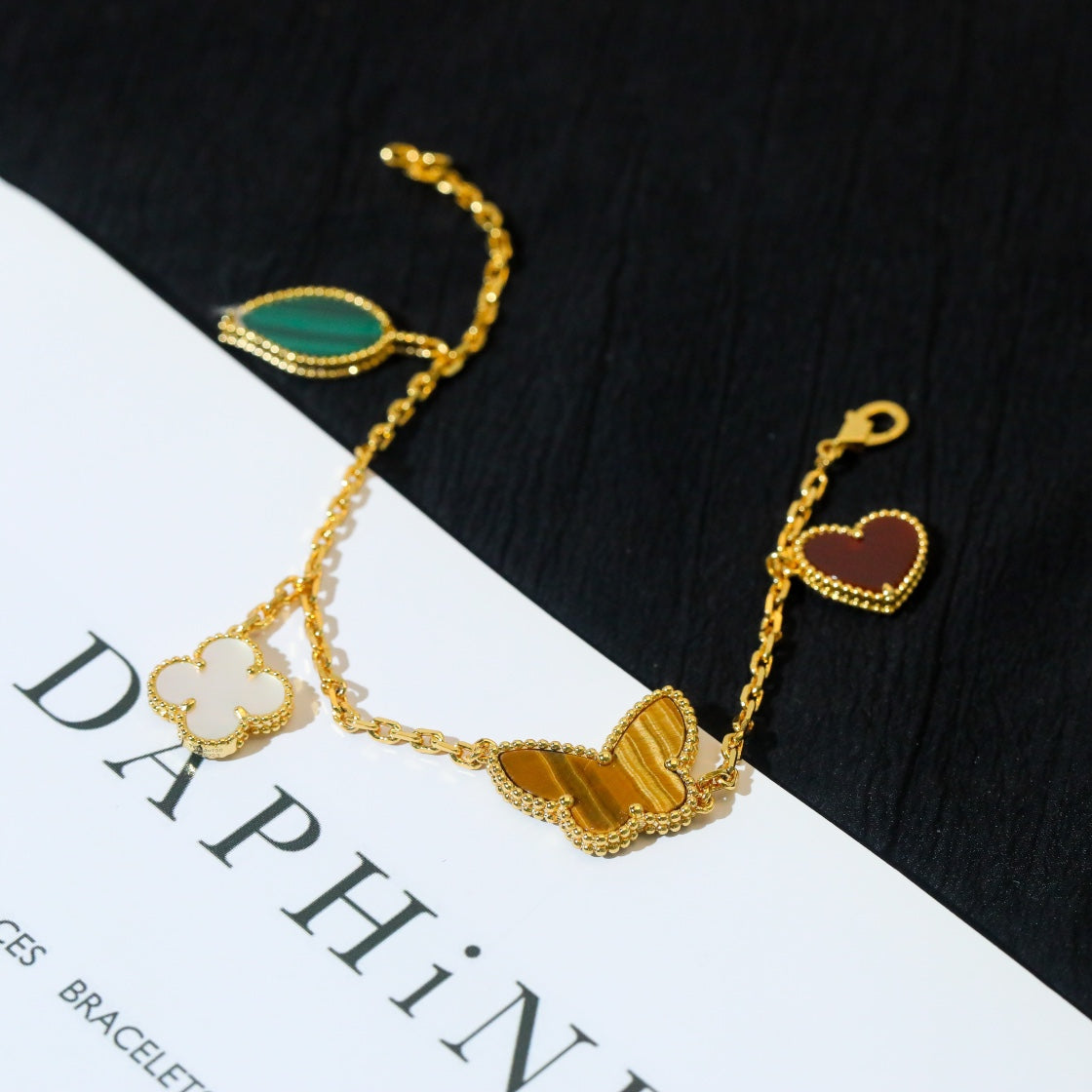[：Polaidi Jewelry]ラッキー スプリング 5モチーフ ゴールド ブレスレット