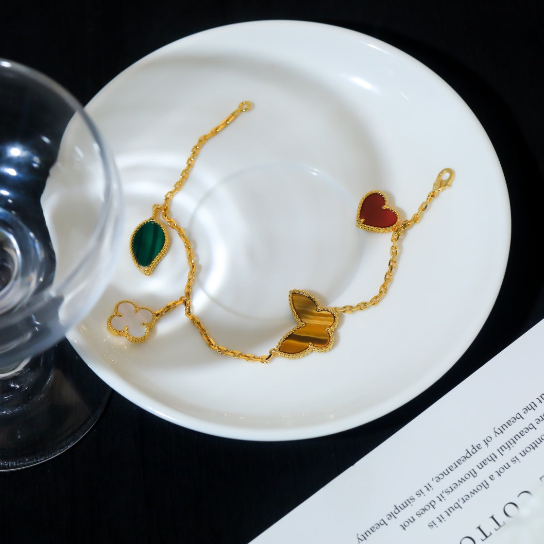 [：Polaidi Jewelry]ラッキー スプリング 5モチーフ ゴールド ブレスレット
