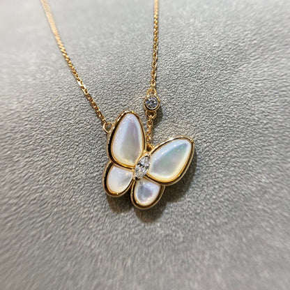 [：Polaidi Jewelry]バタフライ MOP ダイヤモンドネックレス