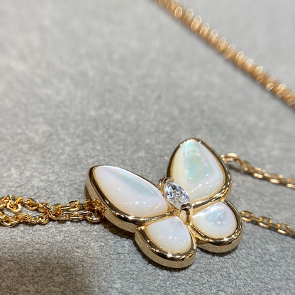 [：Polaidi Jewelry]バタフライ MOP ダイヤモンドネックレス