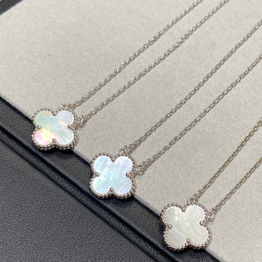 [Polaidi Jewelry]CLOVER MEDIUM SILVER WHITE MOP NECKLACE