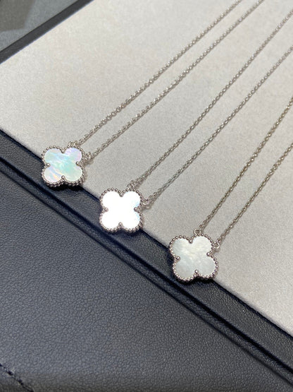 [：Polaidi Jewelry]CLOVER MEDIUM SILVER WHITE MOP NECKLACE