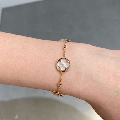 [Polaidi Jewelry]STAR AND SUN 4 MOTIF WHITE MOP PINK GOLD BRACELET