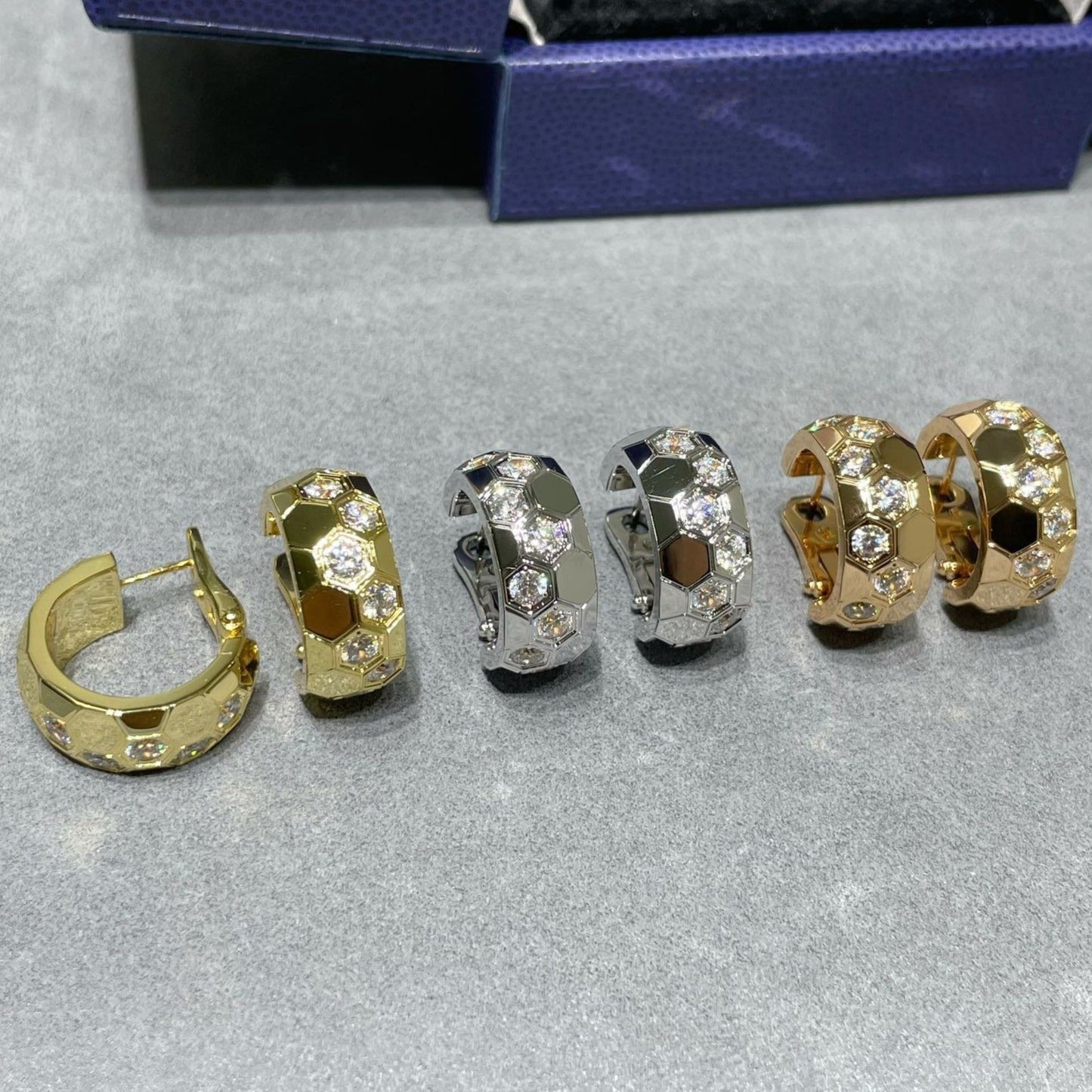 [：Polaidi Jewelry]BEE LOVEダイヤモンドフープピアス