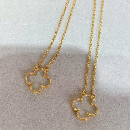 [:Polaidi Jewelry]クローバー ロッククリスタル ローズゴールドネックレス