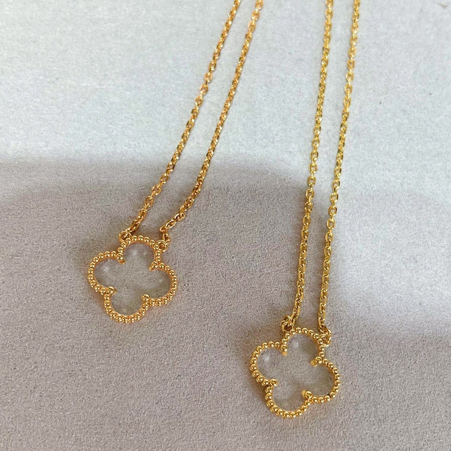 [Polaidi Jewelry]CLOVER ROCK CRYSTAL ROSE GOLD NECKLACE