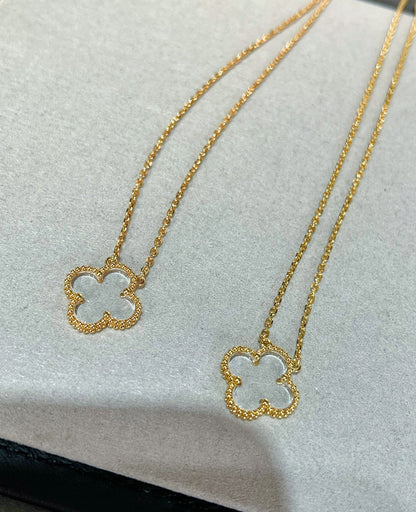 [:Polaidi Jewelry]クローバー ロッククリスタル ローズゴールドネックレス