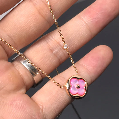[：Polaidi Jewelry]COLOR BLOSSOM PINK MOP SUN GOLD NECKLACE