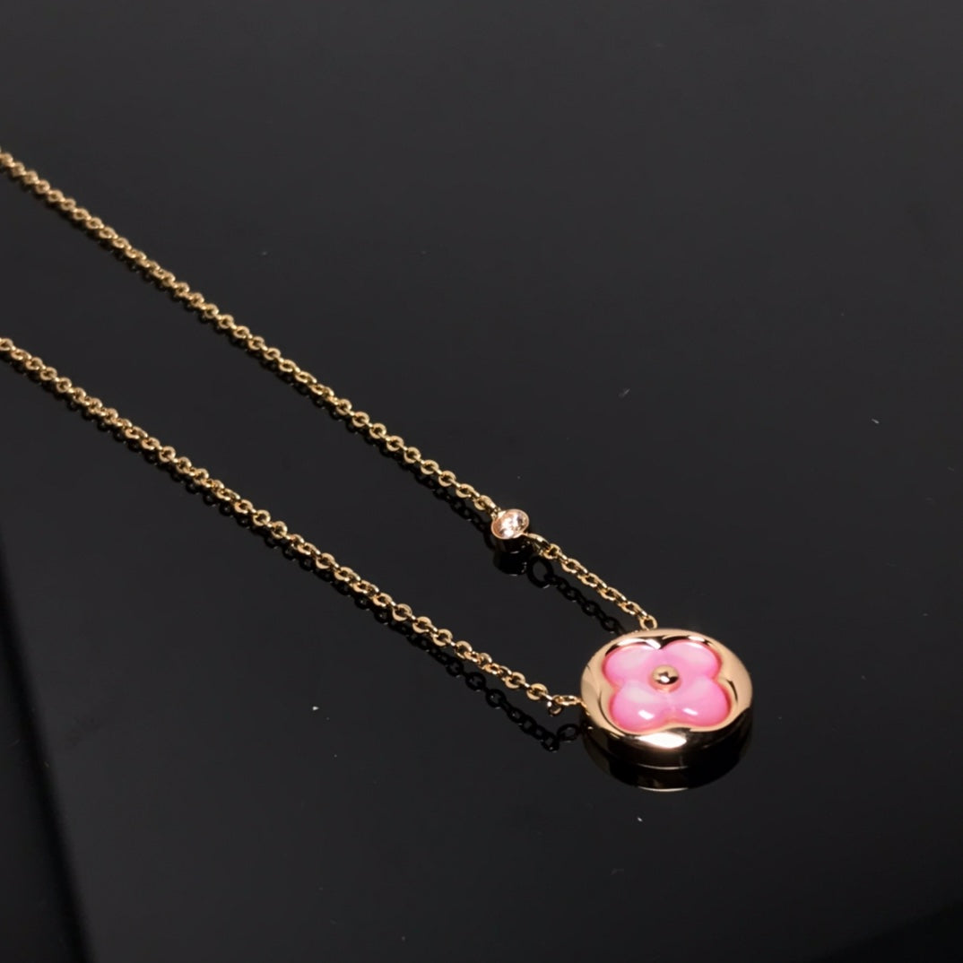 [：Polaidi Jewelry]COLOR BLOSSOM PINK MOP SUN GOLD NECKLACE
