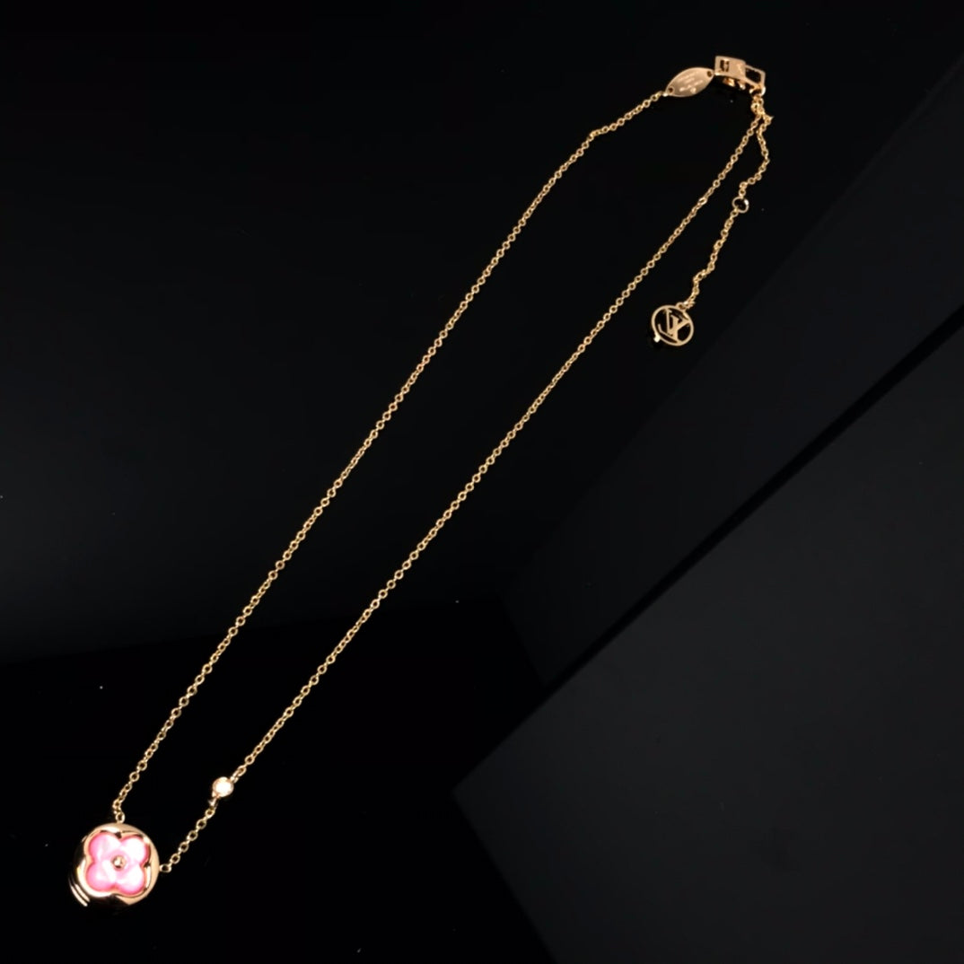 [Polaidi Jewelry]COLOR BLOSSOM PINK MOP SUN GOLD NECKLACE