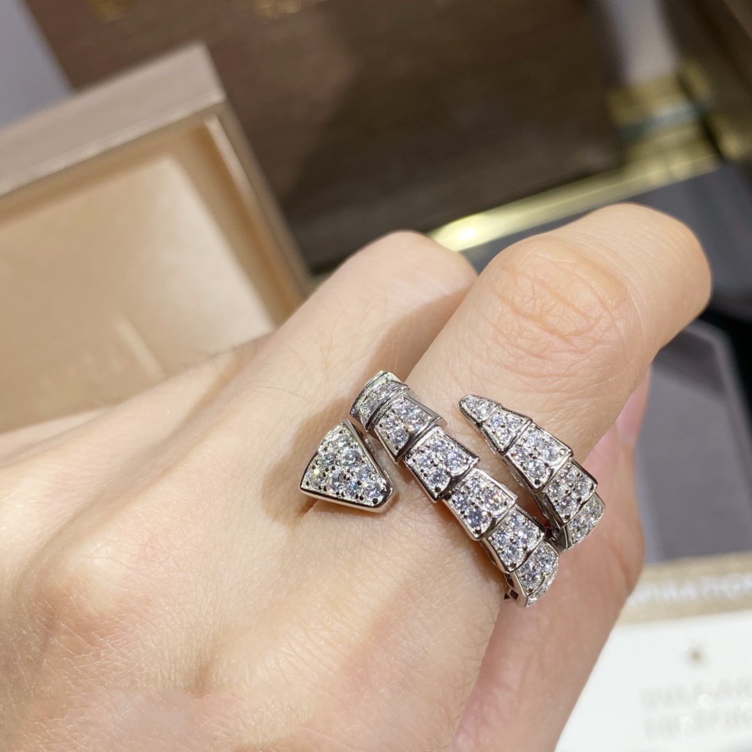 [：Polaidi]SERPENTI DOUBLE RING SILVER DIAMOND PAVED